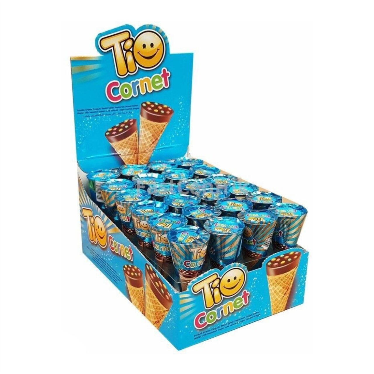 TIO Cornet 25g – Napolitană cu cremă de alune și drajeuri colorate