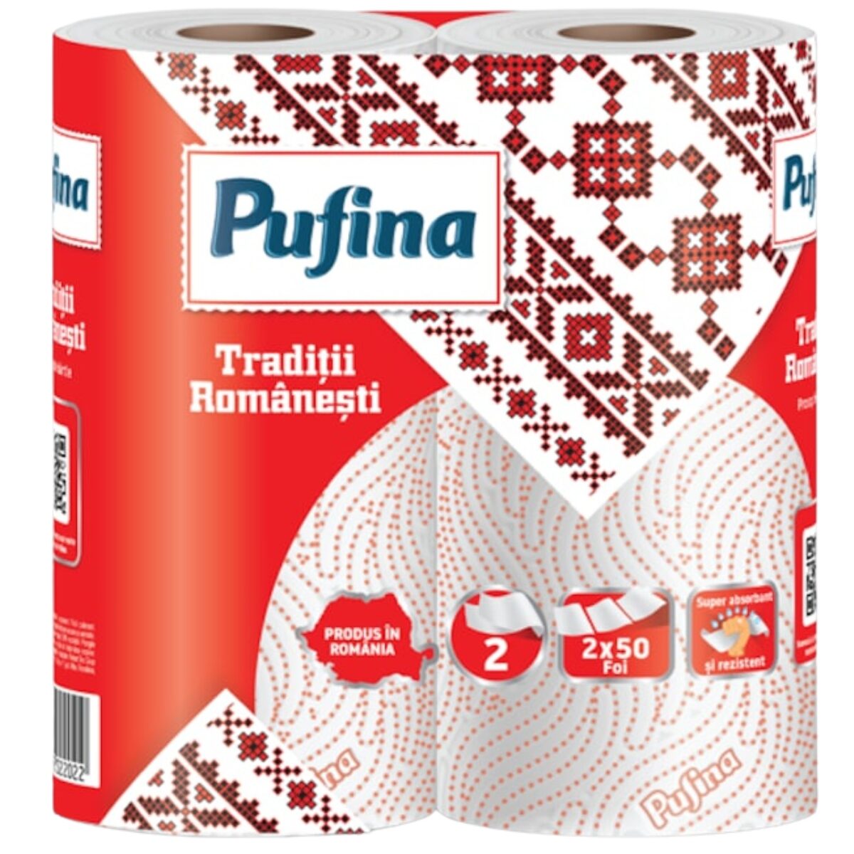 Prosop de hartie Pufina Traditii Romanesti, 2 Straturi, 2 Role