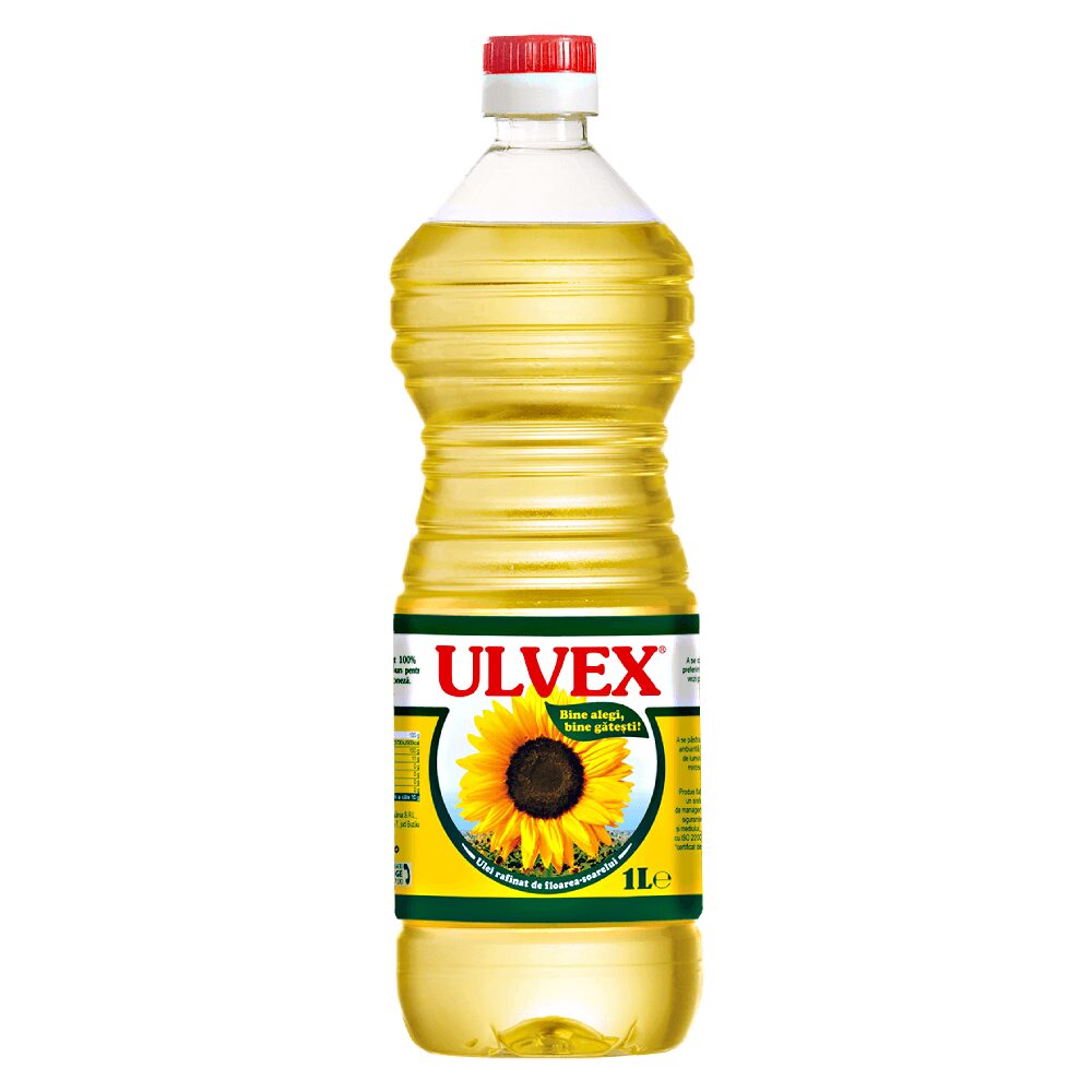 Ulei de floarea-soarelui Ulvex 1L – ulei rafinat 100% natural, ideal pentru gătit și prăjit