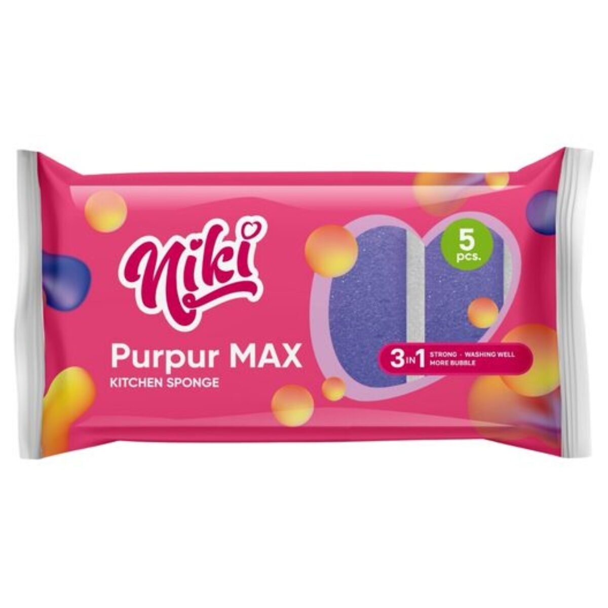 Set 5 Bureți Bucătărie NIKI Purpur Max – Bureți Vase Rezistenți