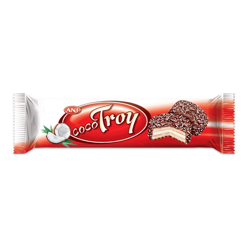 Biscuiti marshmallow crema glazura de cacao si ciocolata Coco Troy 50 g