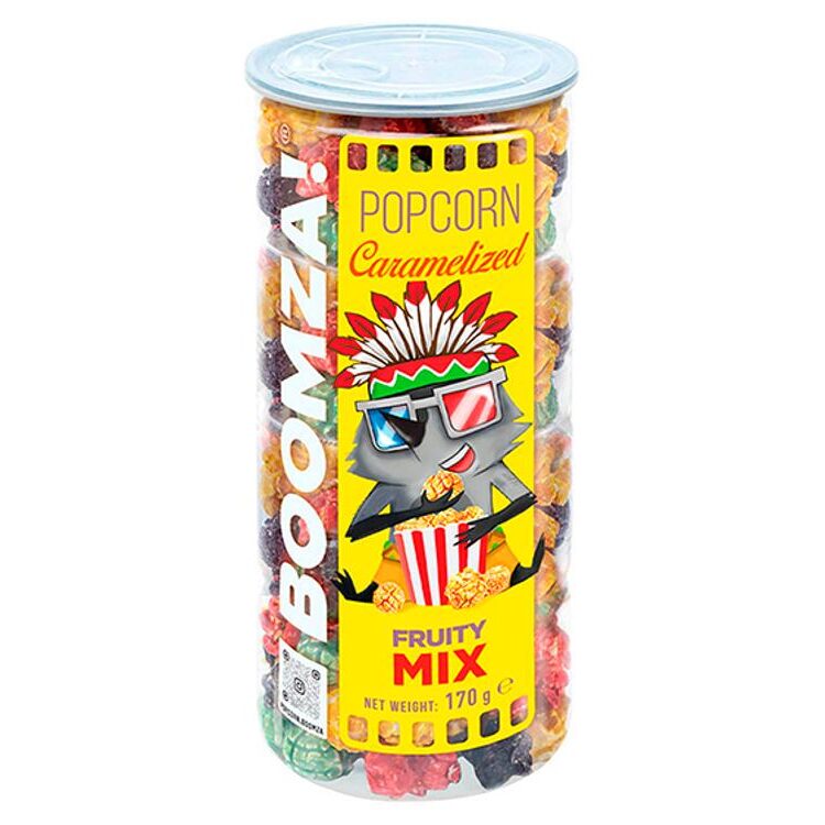 Popcorn caramelizat cu aroma de fructe Boomza, 170g