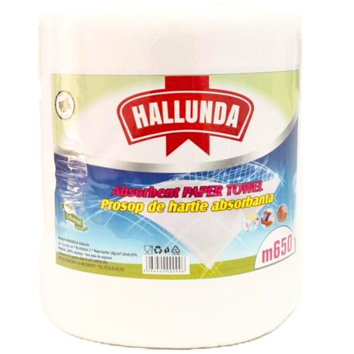Rola hartie prosop, 2 straturi, 650g, Hallunda