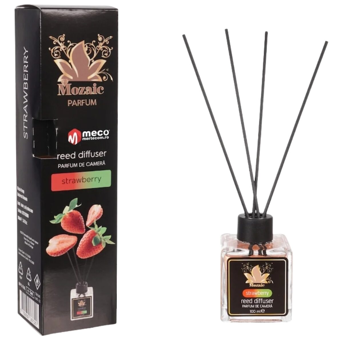 Odorizant de camera cu betisoare, Mozaic, aroma de capsuni, 100 ml