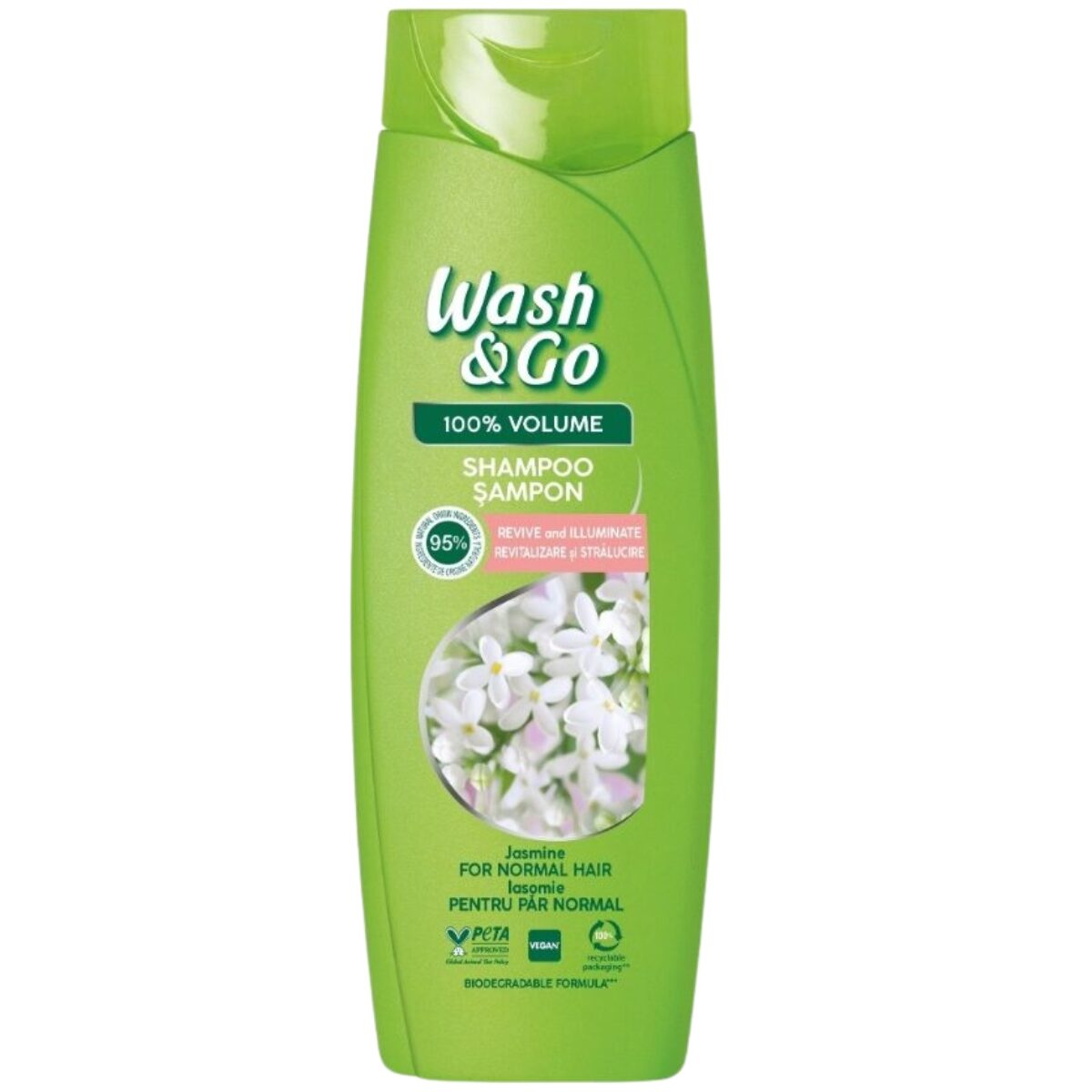 Sampon Wash&Go pentru par normal cu extract de iasomie,180 ml