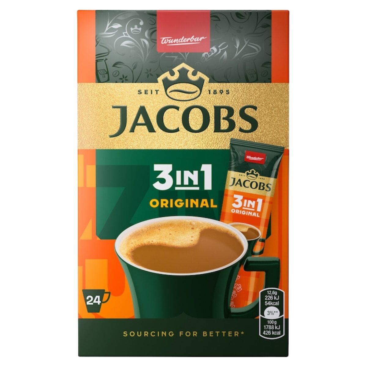 Cafea instant plic, Jacobs 3 in 1 Original, 12.6 g