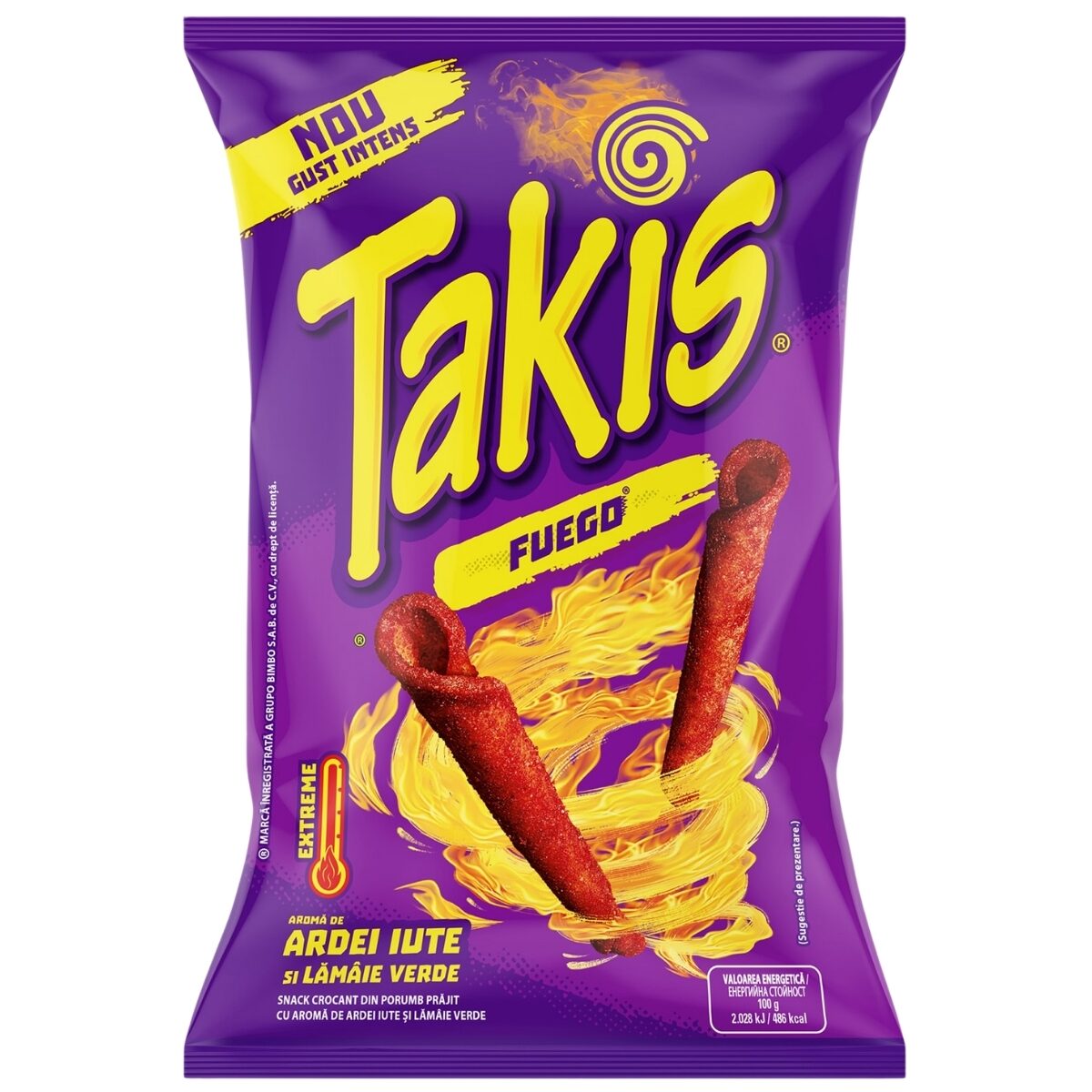 Tortilla chips Takis Fuego, picant, 90 g