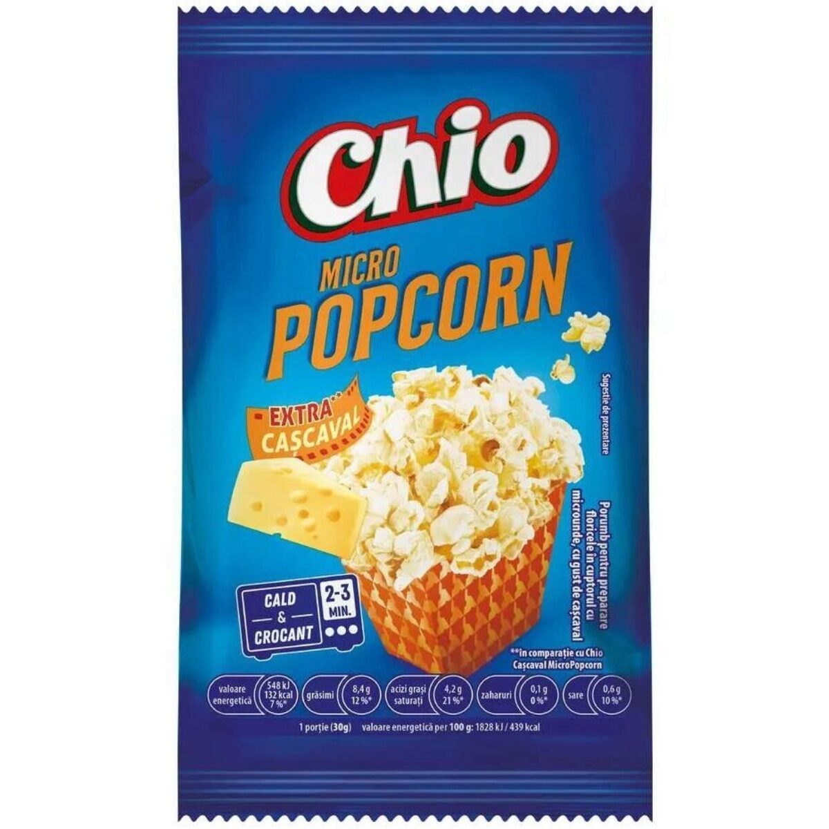 Popcorn microunde cu gust intens de cașcaval Chio 80g