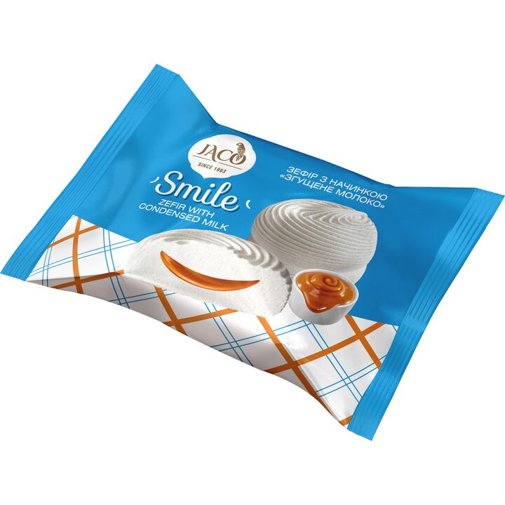 Bezele Jaco Smile cu umplutură de „Lapte condensat” 40X50 g, ambalate individual