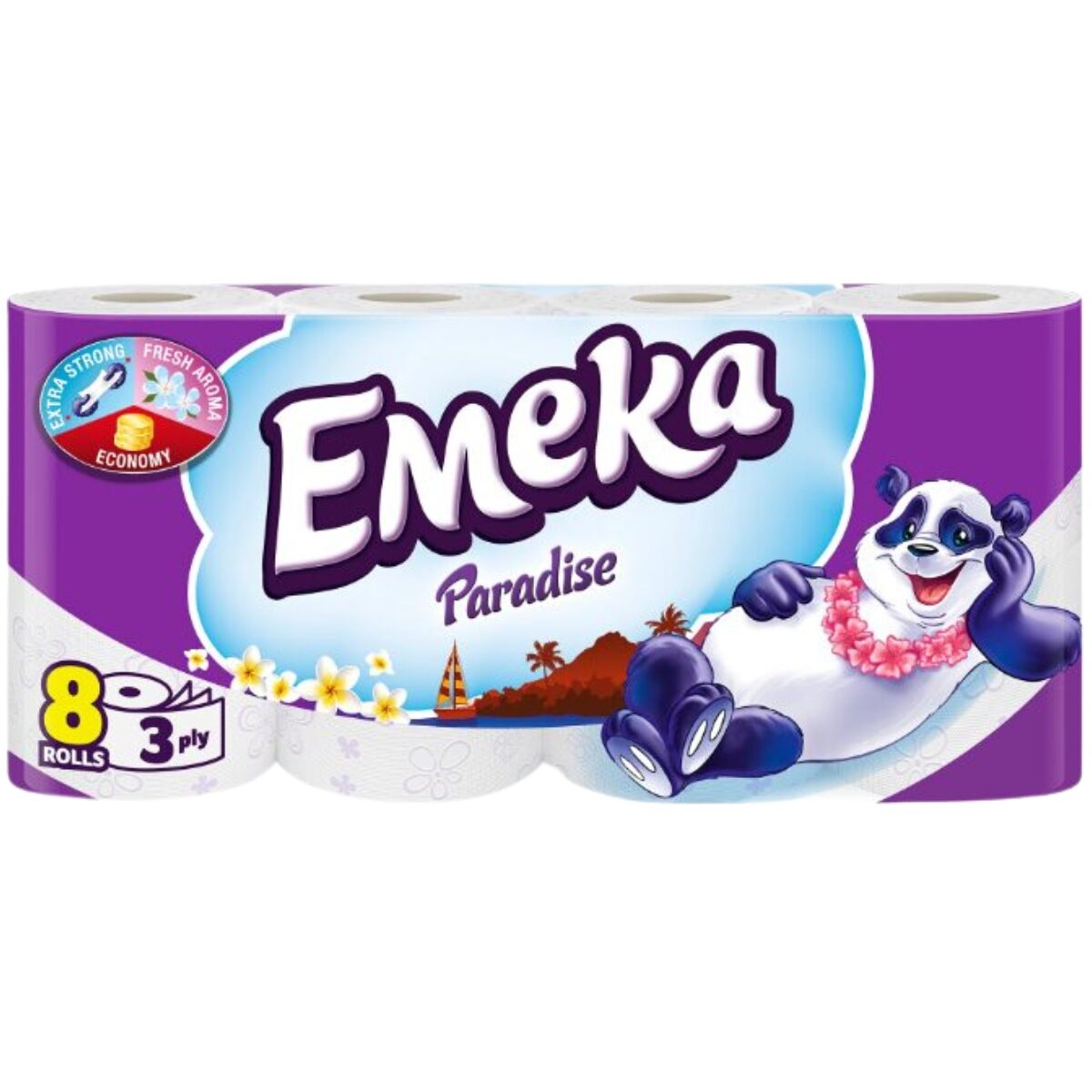 Hartie igienica Emeka, 3 straturi, 8 role, Paradise