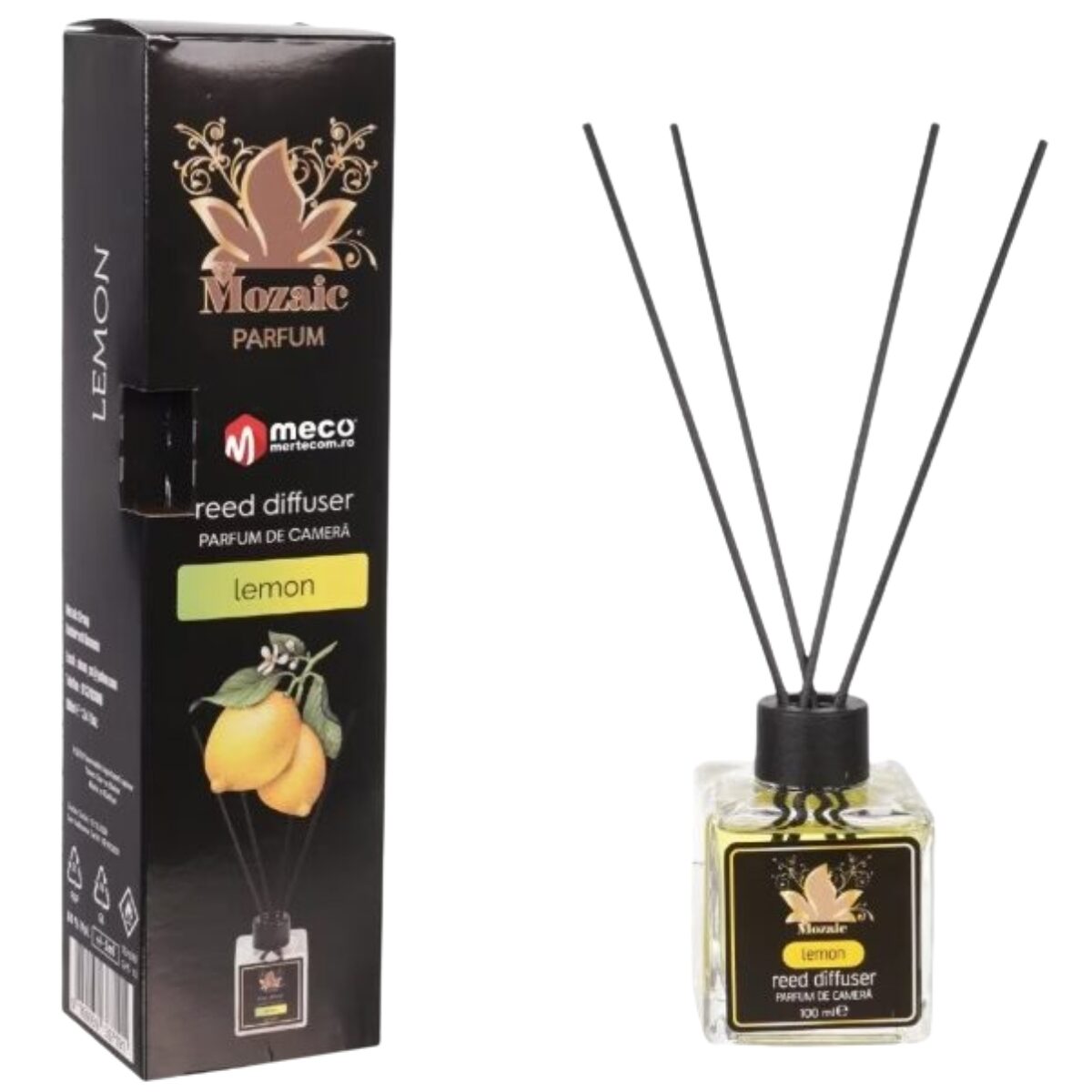 Odorizant de camera cu betisoare, Mozaic, Lamaie, 100 ml