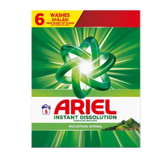 Detergent de rufe automat Ariel Instant Dissolution Mountain Spring, 6 spalari, 390g