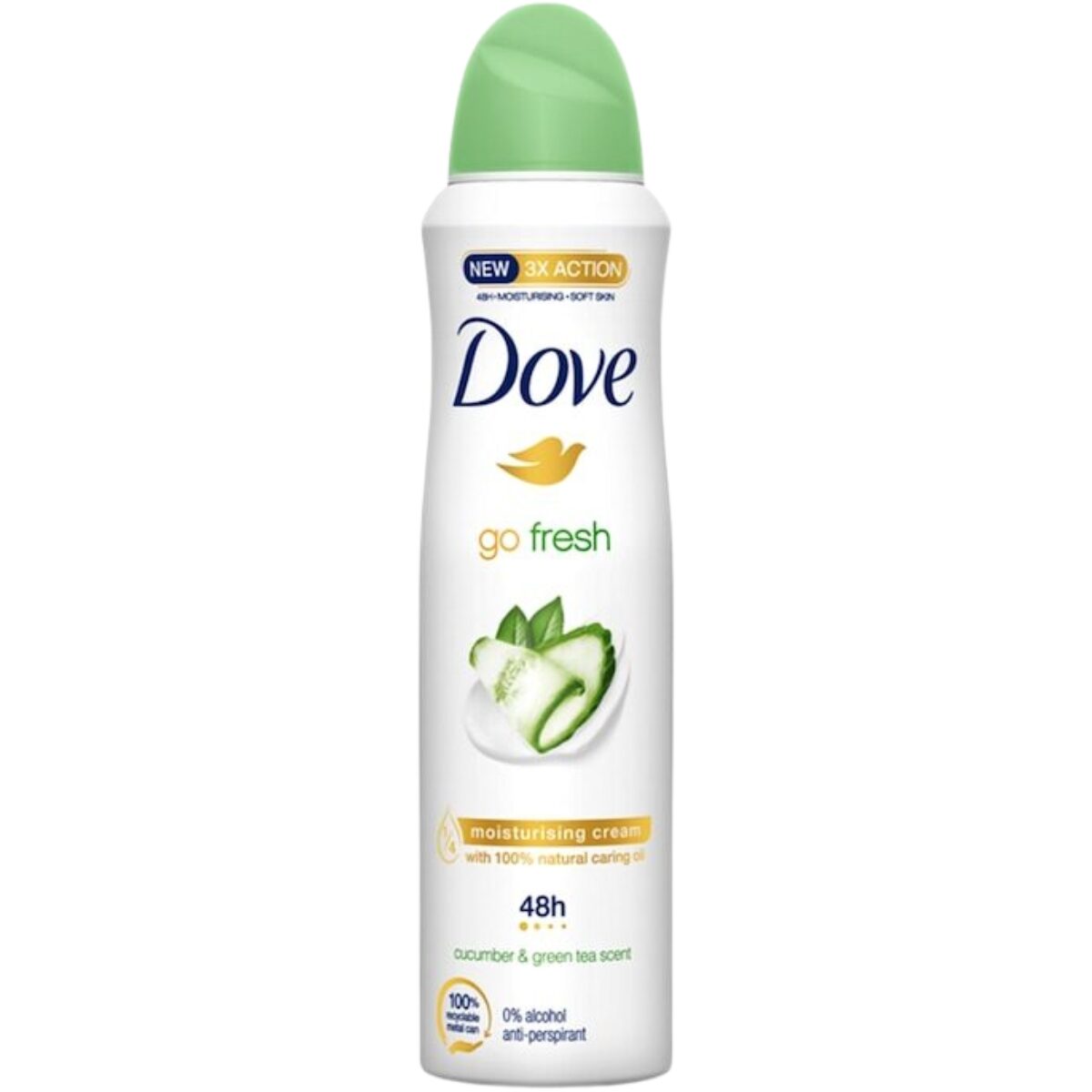 Deodorant Antiperspirant Spray Dove Go Fresh, Cucumber & Green Tea, pentru Femei, 150 ml