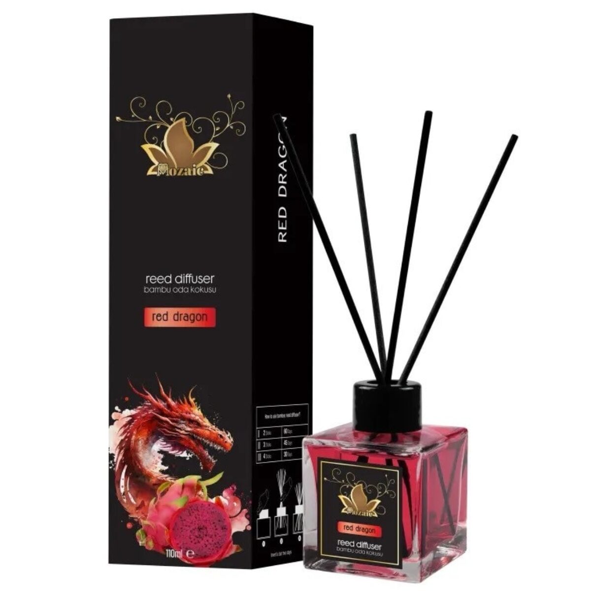 Odorizant de camera cu betisoare, Mozaic, Red Dragon, 100 ml