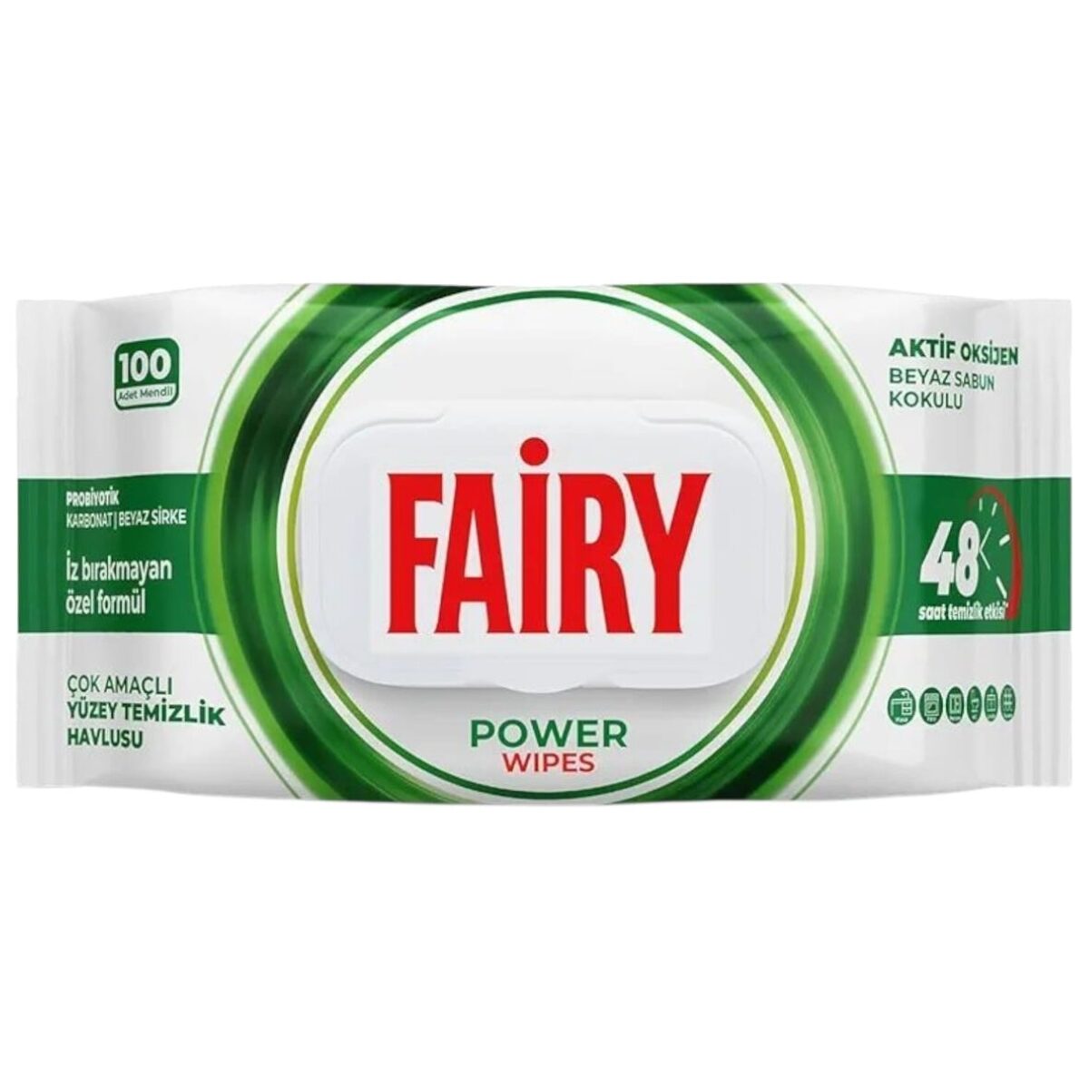 Șervețele umede universale Fairy Cleaning cu parfum de săpun alb, 100 bucăți Se utilizează împotriva bacteriilor Fără clor.
