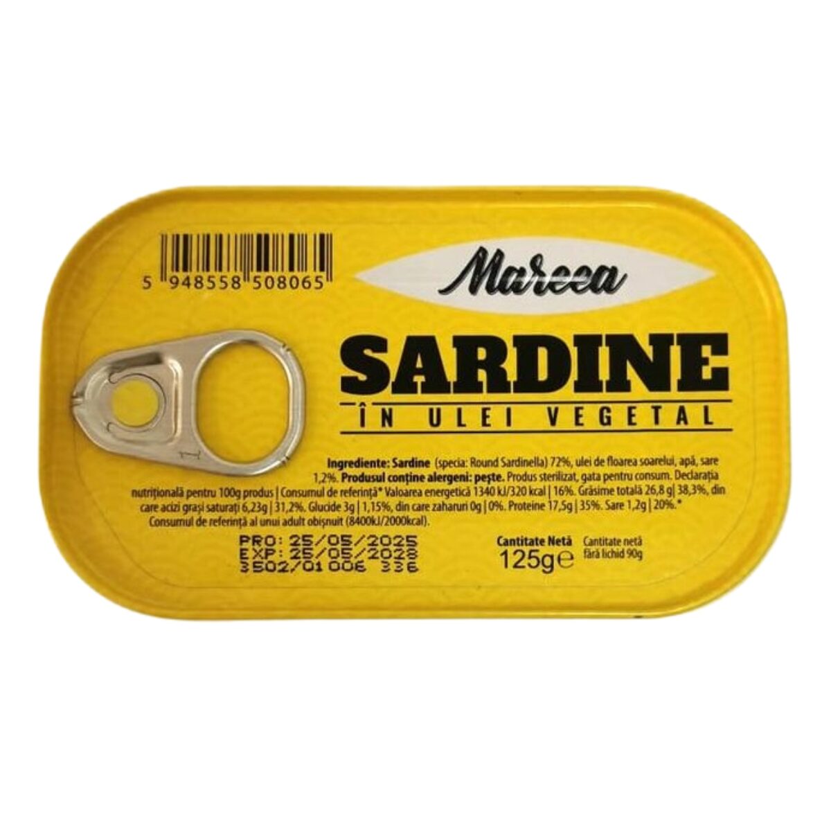 Conservă Sardine Mareea în ulei vegetal – 125g