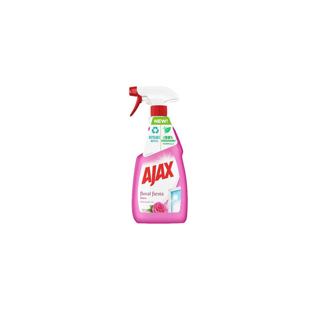 Solutie pentru curatat geamuri Ajax Floral Fiesta Flowers Bouquet Pink, 500 ml