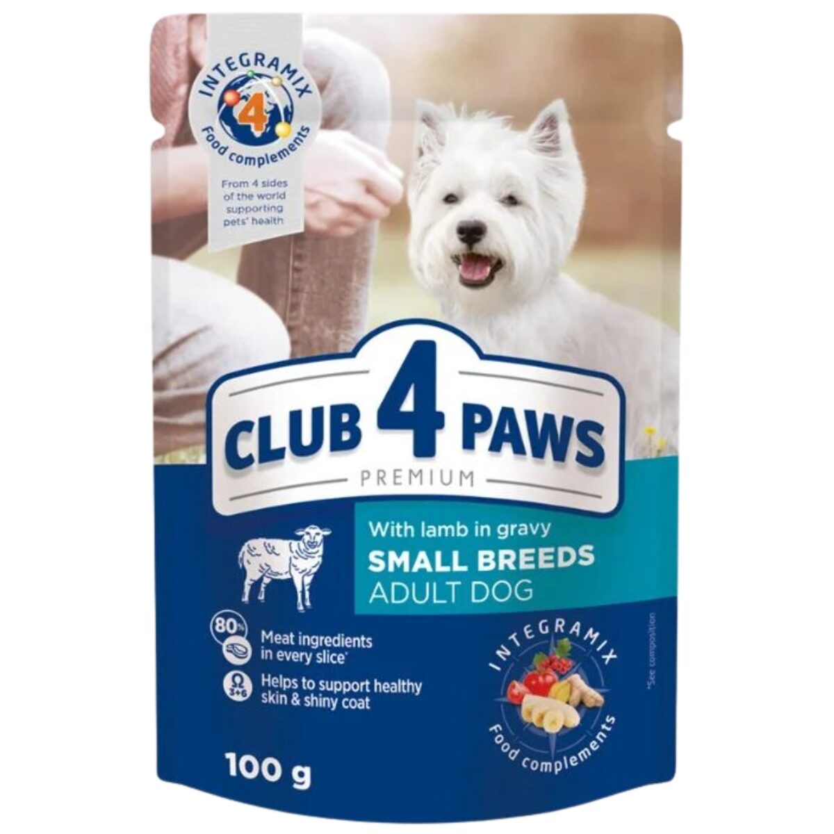 Hrana umeda Club 4 Paws Premium pentru caini de talie mica cu miel in sos, 100 g