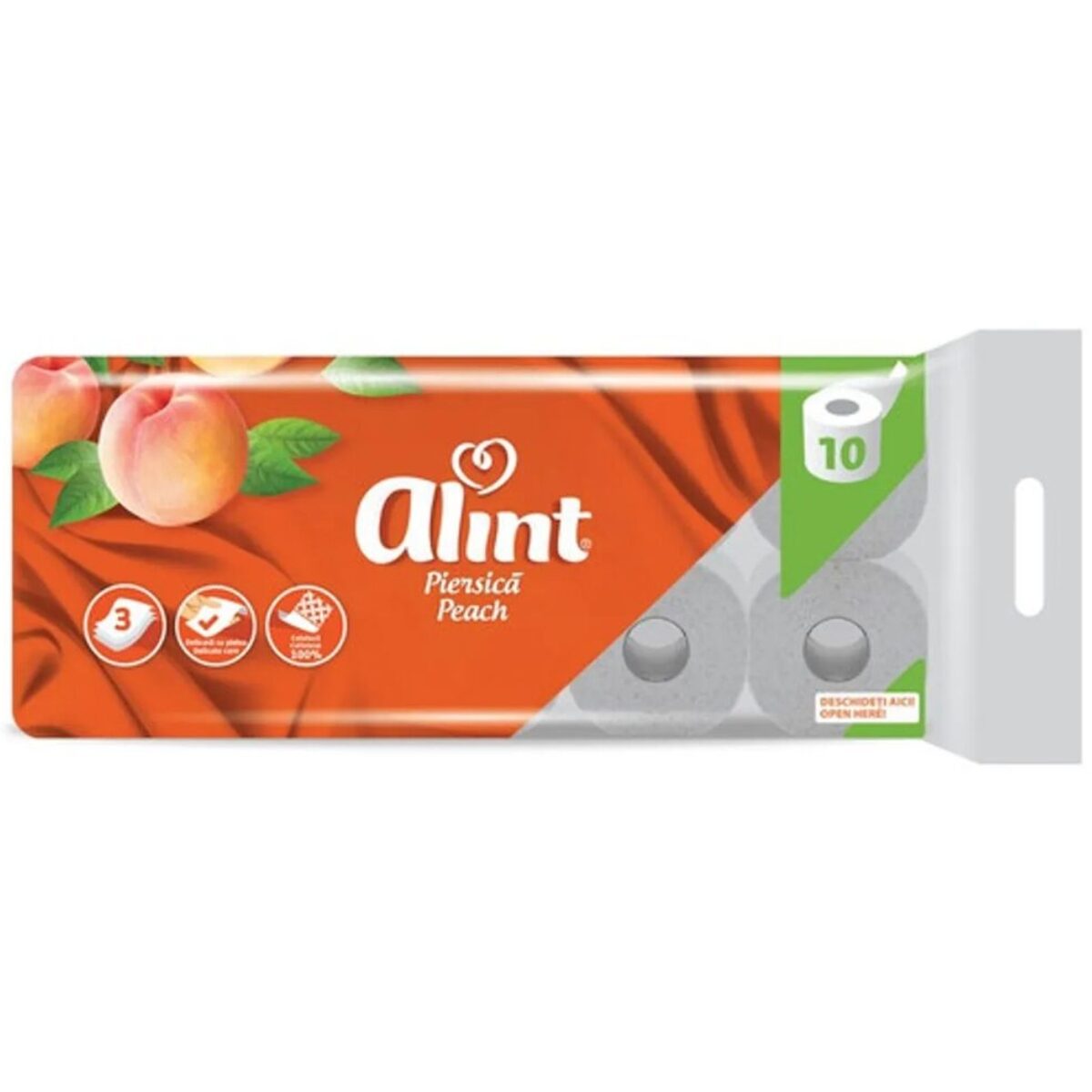 Hartie igienica Alint, parfum de piersica, 3 straturi, 10 role