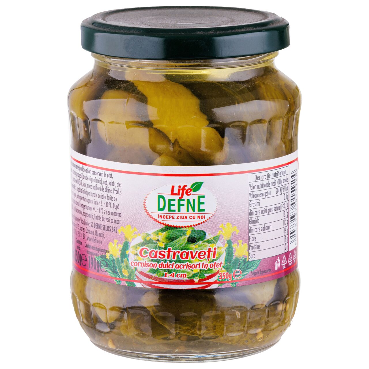 Castraveti cornison dulci-acrisori in otet (1-4cm) Defne 370ml
