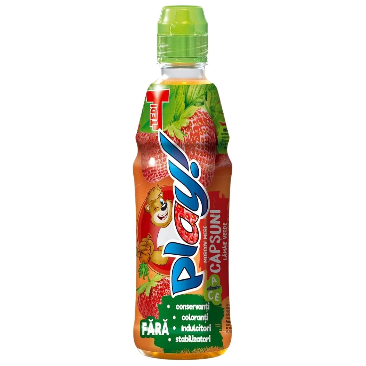 Suc necarbonatat Tedi Play capsuni, mar, morcov, lamaie verde si 0.4L