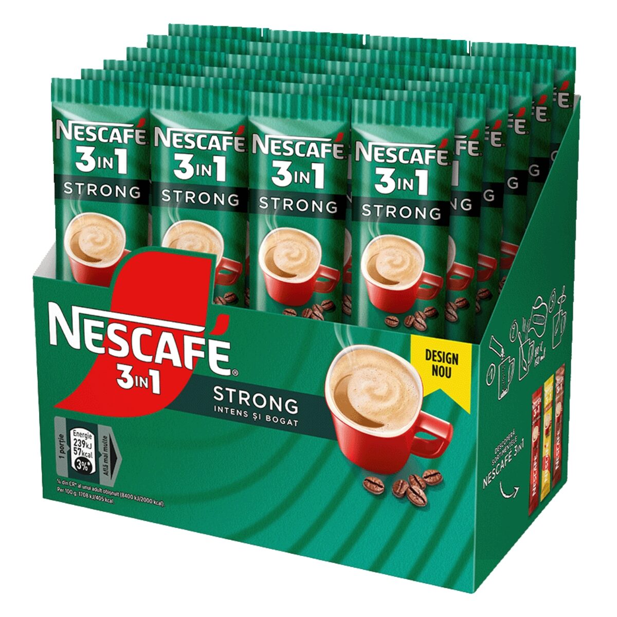 Cafea solubila Nescafe 3 in 1 Strong, 24 plicuri x 15 g