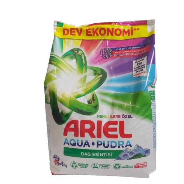 Detergent pudra automat, Ariel Aqua Color, 6Kg