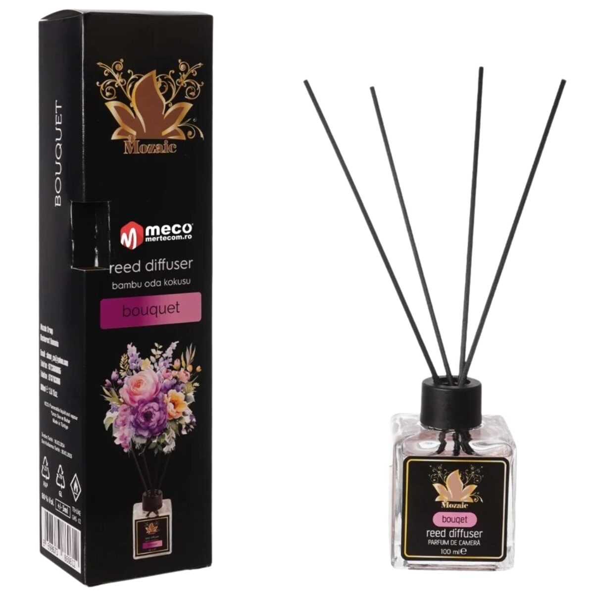 Odorizant de camera cu betisoare, Mozaic,Bouqet, 100 ml
