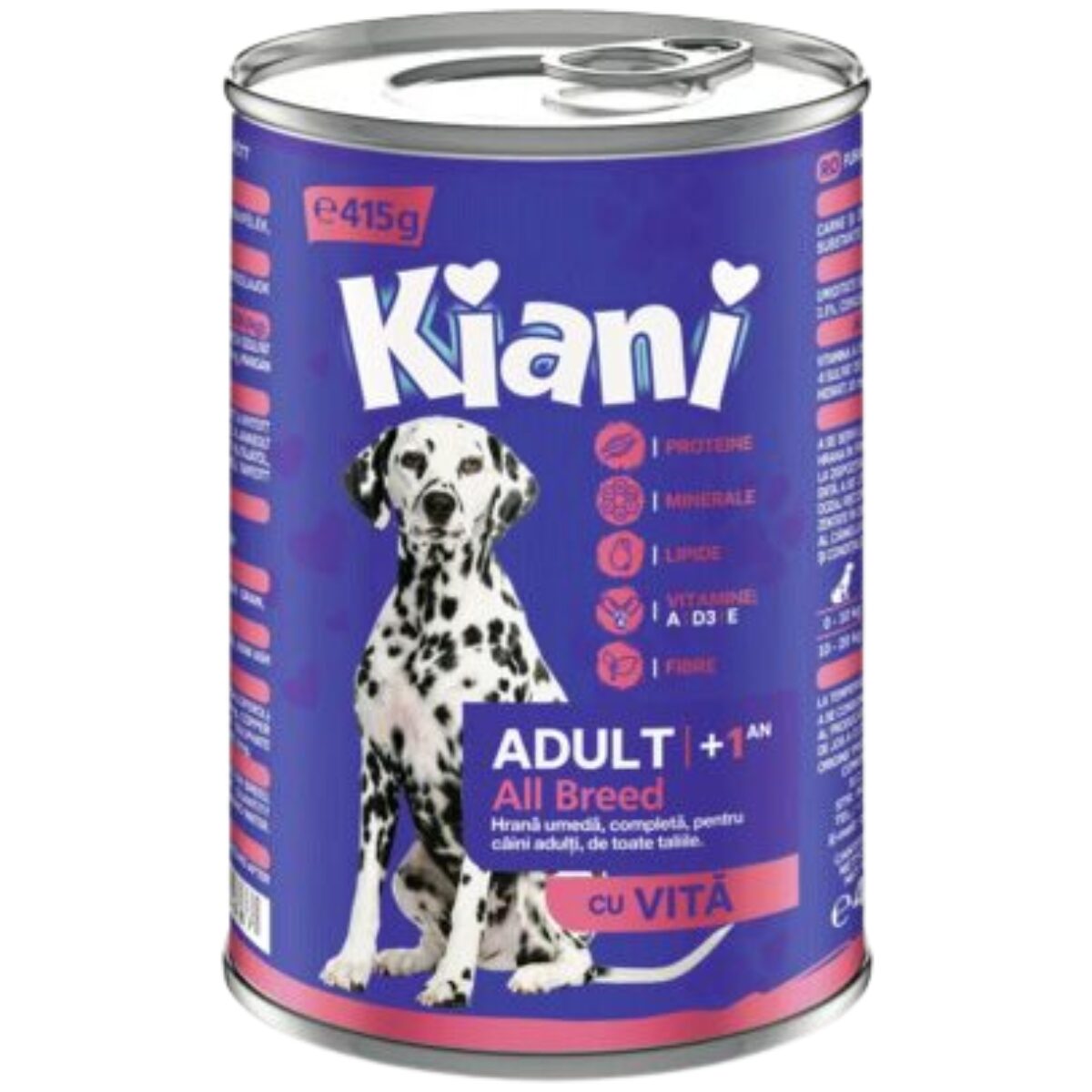 Hrană umedă pentru câini Kiani Adult All Breeds cu vită 415 g