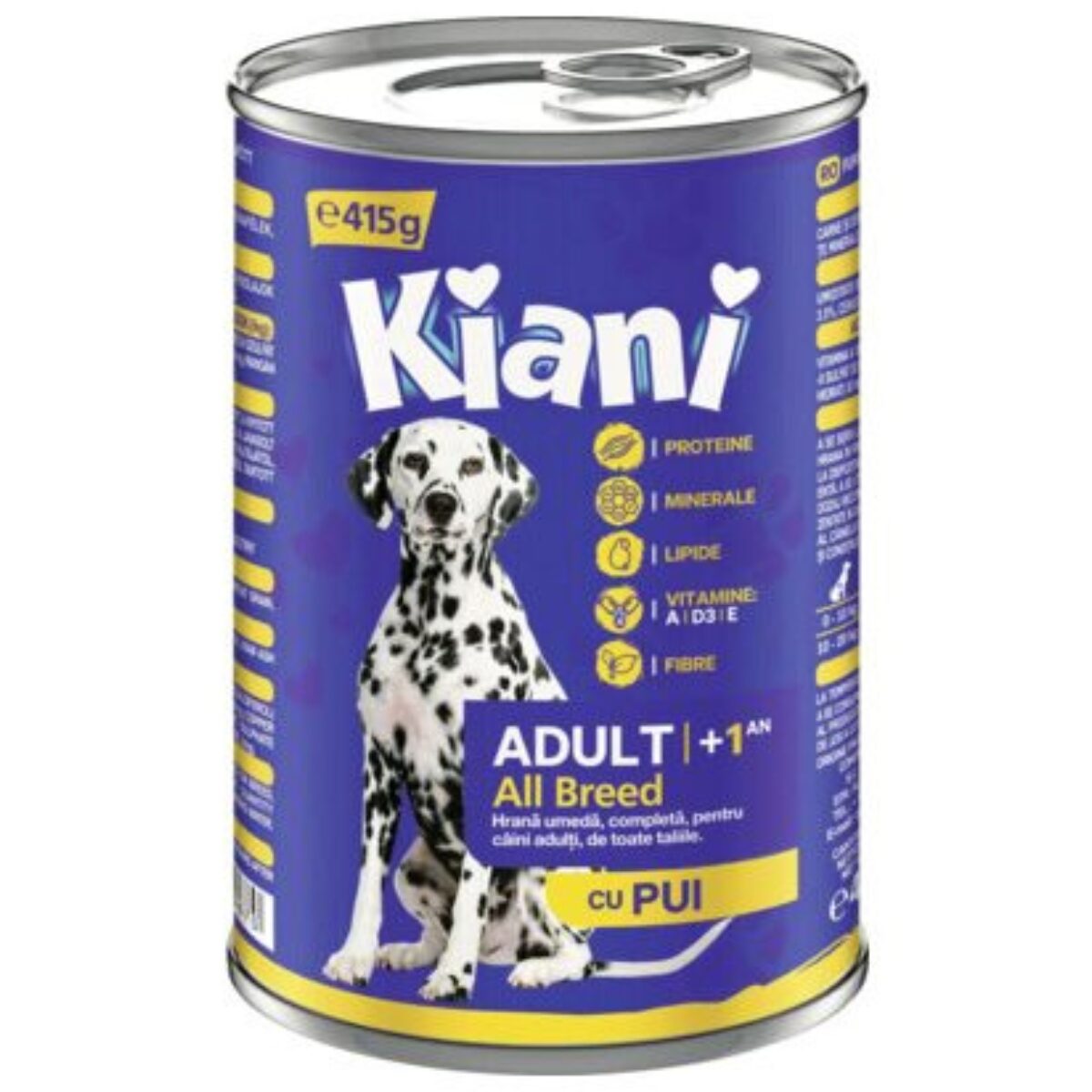 Hrană umedă pentru câini Kiani Adult All Breeds cu pui 415 g
