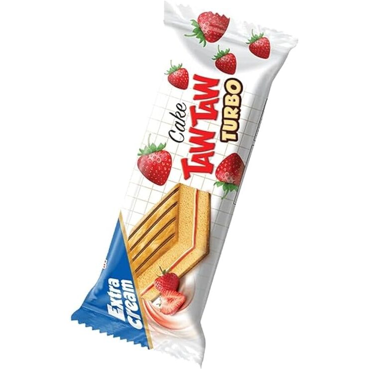 Prăjitură TawTaw Turbo cu jeleu de căpșuni, 40g