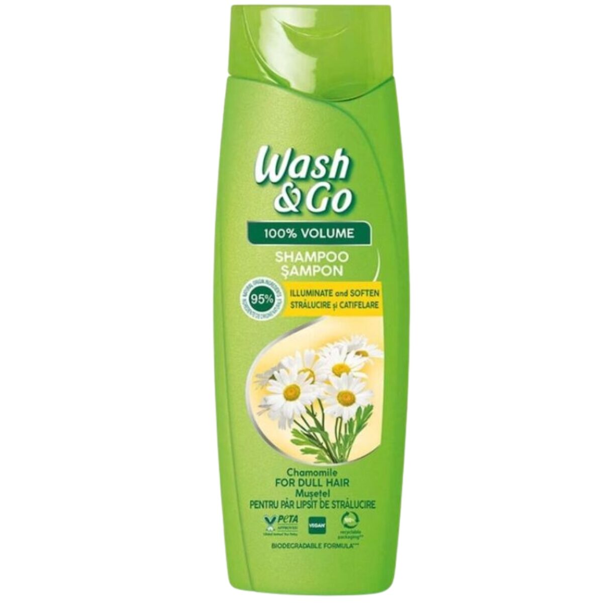 Sampon Wash&Go cu extract de musetel pentru par fara stralucire, 360 ml