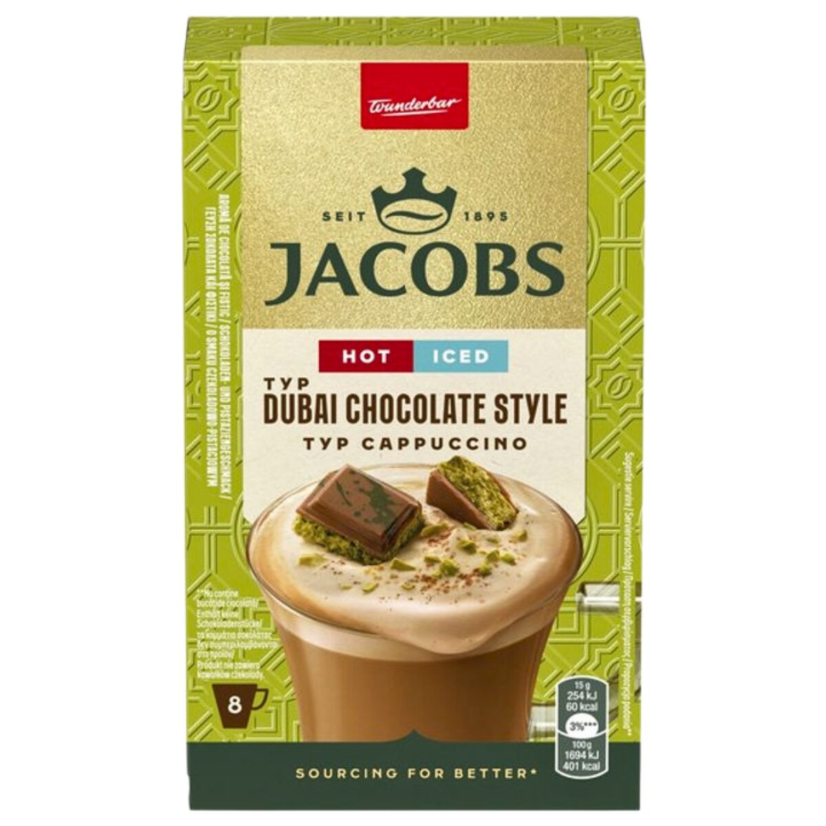 Jacobs Cappuccino Dubai Chocolate Style – 8 plicuri, 15g