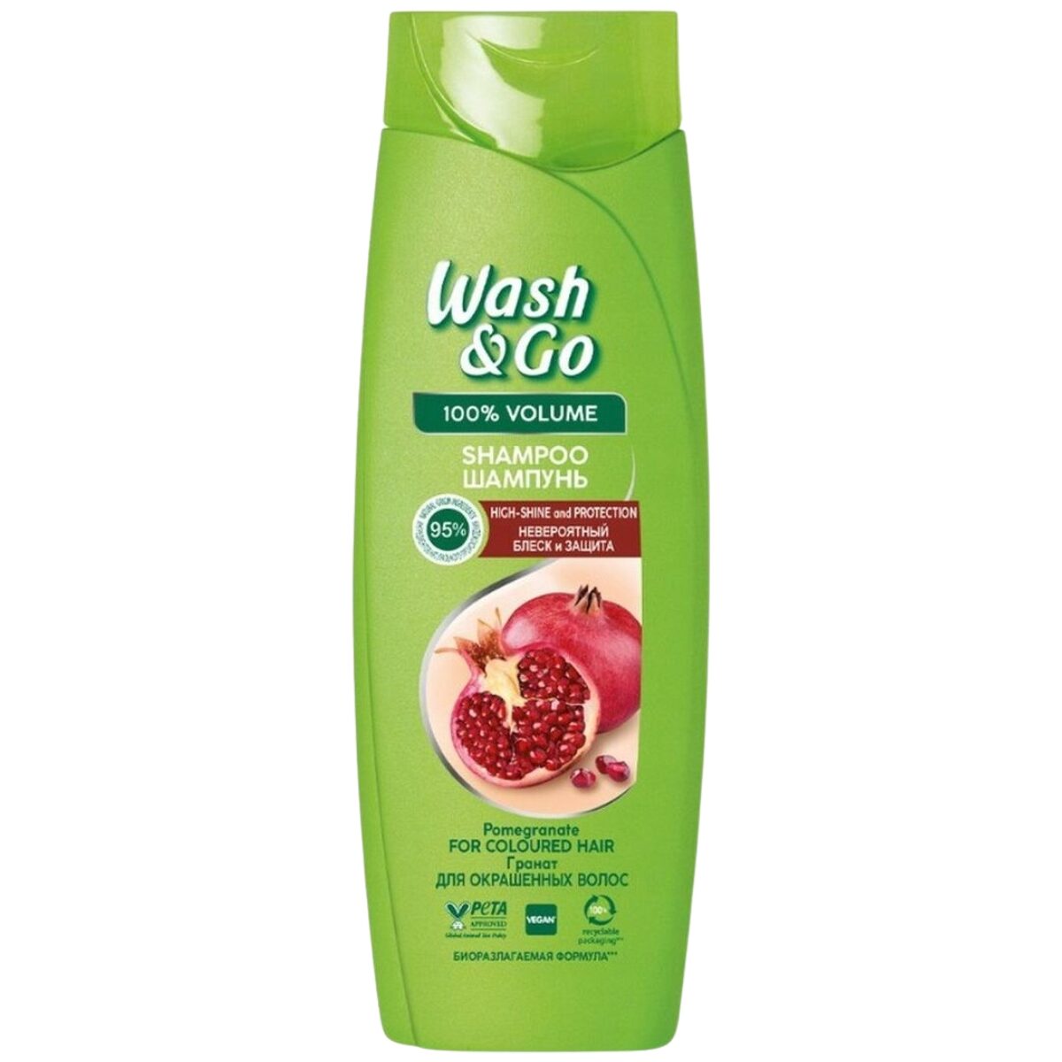 Sampon Wash&Go cu extract de rodie pentru par vopsit, 360 ml